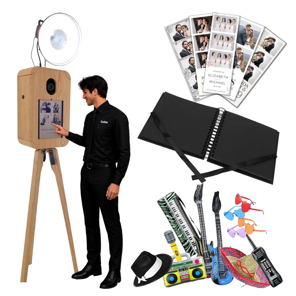 Photo booth with props and prints
