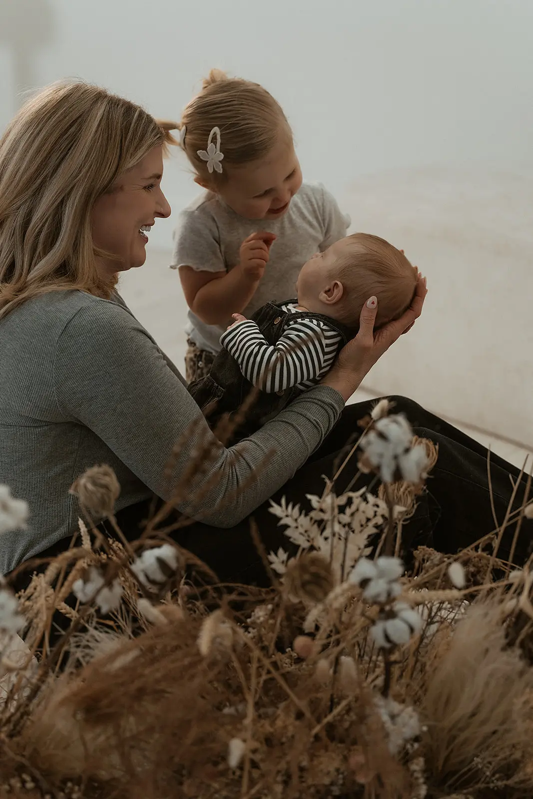 Relaxed family photoshoot in a private natural-light studio near Coventry