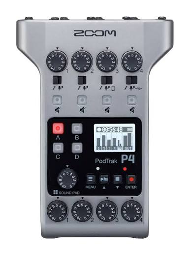 Front product view of the Zoom PodTrak P4 recorder