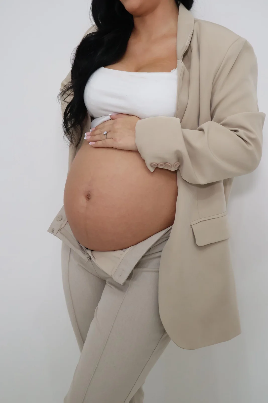 Maternity detail photograph in neutral styling