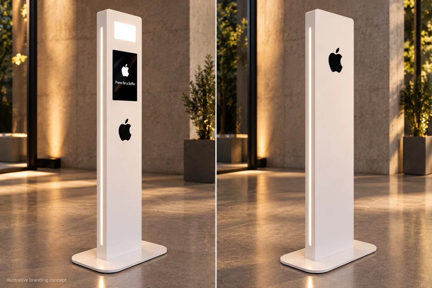 AI concept showing Apple branding on the front and rear of a Slimline Pod